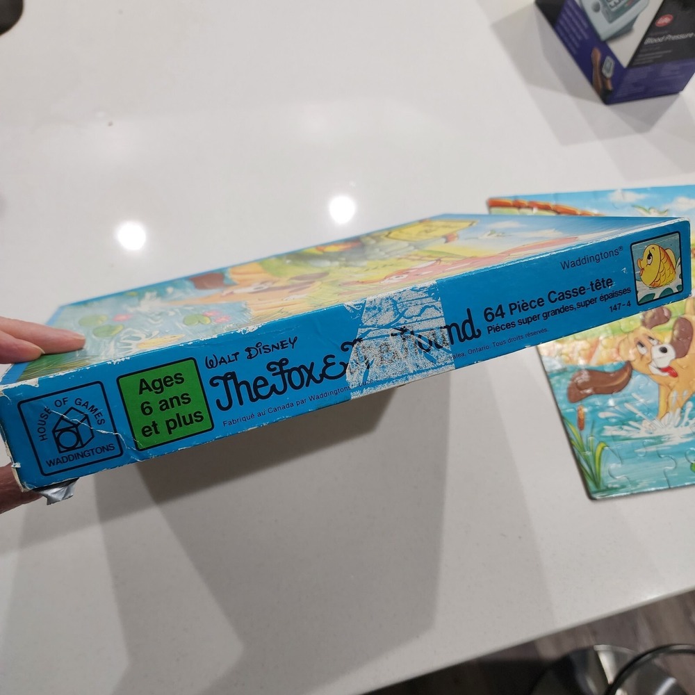 VTG Disney Fox And The Hound Jigsaw Puzzle Waddingtons 64 Pieces Kids with BOX - Picture 11 of 14